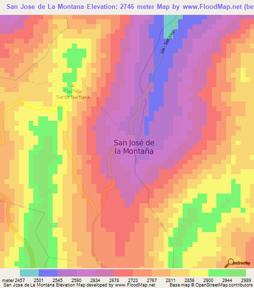 San Jose de La Montana,Colombia Elevation Map