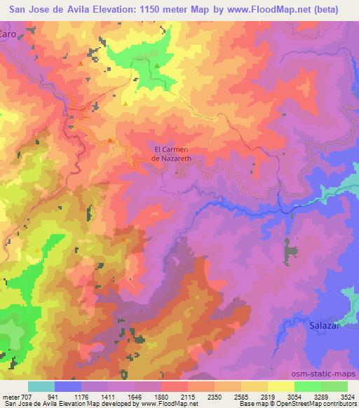 San Jose de Avila,Colombia Elevation Map