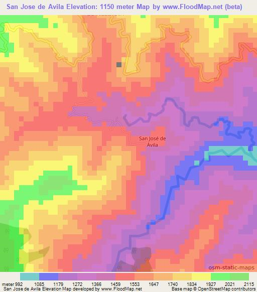 San Jose de Avila,Colombia Elevation Map