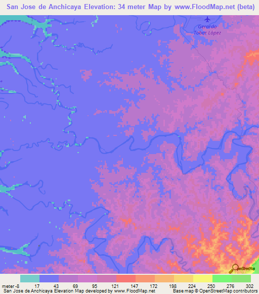 San Jose de Anchicaya,Colombia Elevation Map