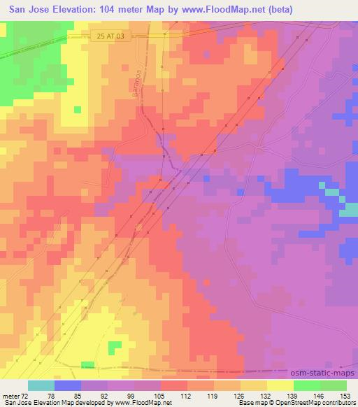 San Jose,Colombia Elevation Map