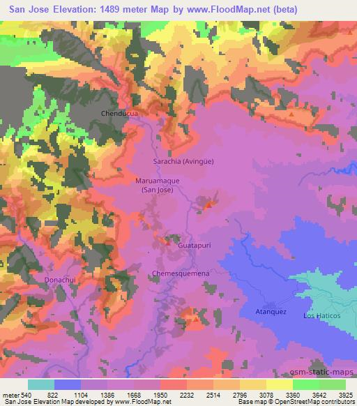 San Jose,Colombia Elevation Map