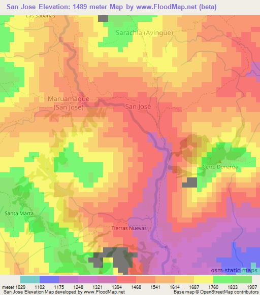 San Jose,Colombia Elevation Map