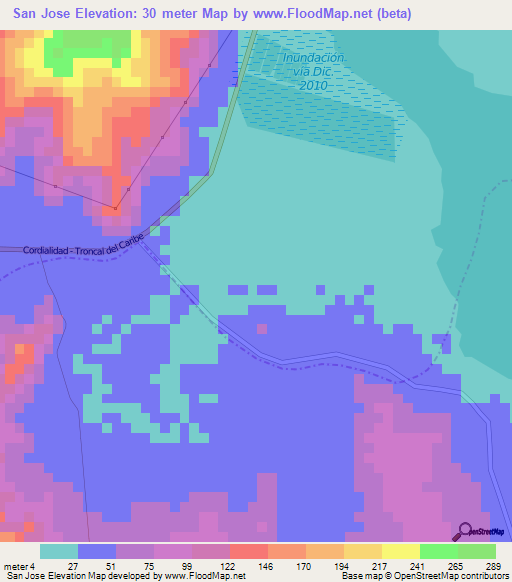 San Jose,Colombia Elevation Map