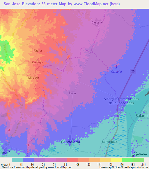 San Jose,Colombia Elevation Map