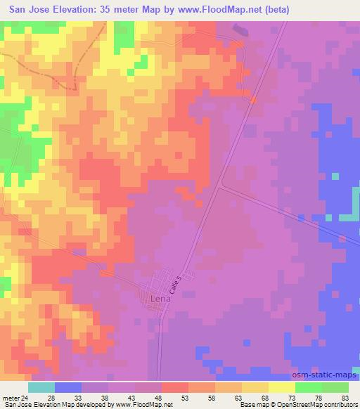 San Jose,Colombia Elevation Map