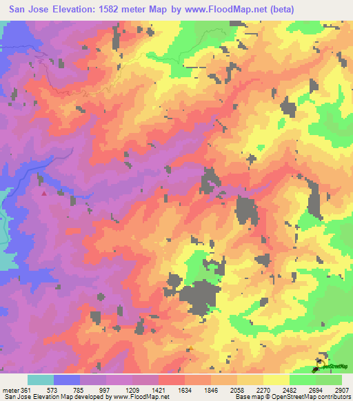 San Jose,Colombia Elevation Map