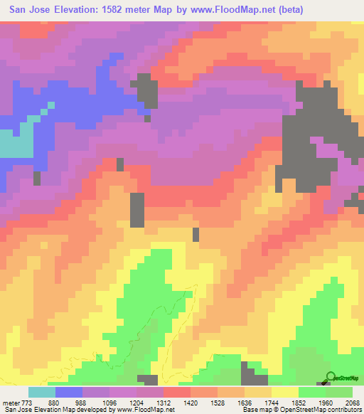 San Jose,Colombia Elevation Map