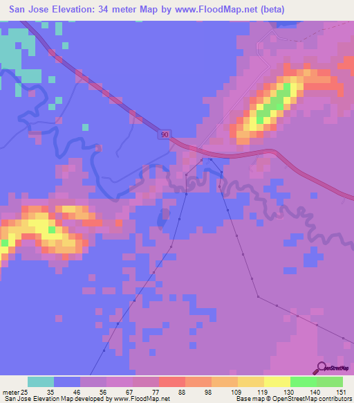 San Jose,Colombia Elevation Map