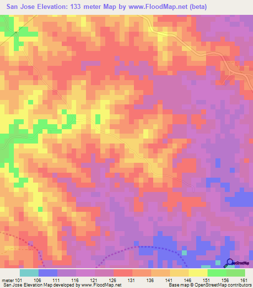 San Jose,Colombia Elevation Map