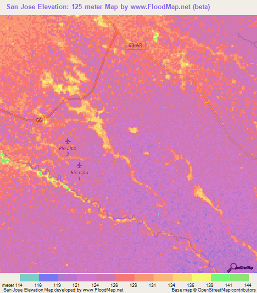 San Jose,Colombia Elevation Map