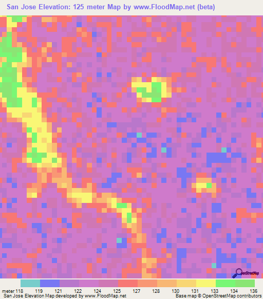 San Jose,Colombia Elevation Map