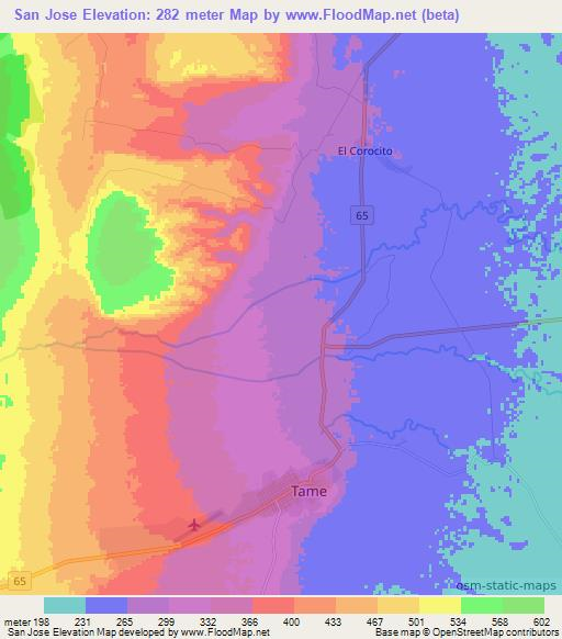 San Jose,Colombia Elevation Map