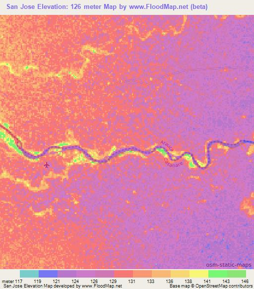 San Jose,Colombia Elevation Map