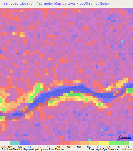 San Jose,Colombia Elevation Map