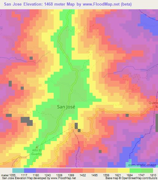 San Jose,Colombia Elevation Map