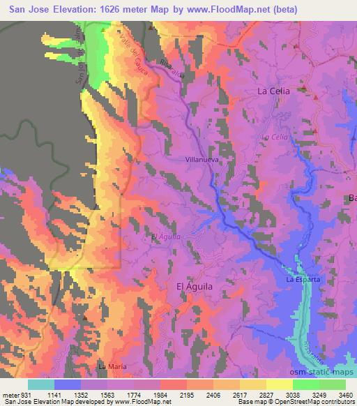 San Jose,Colombia Elevation Map