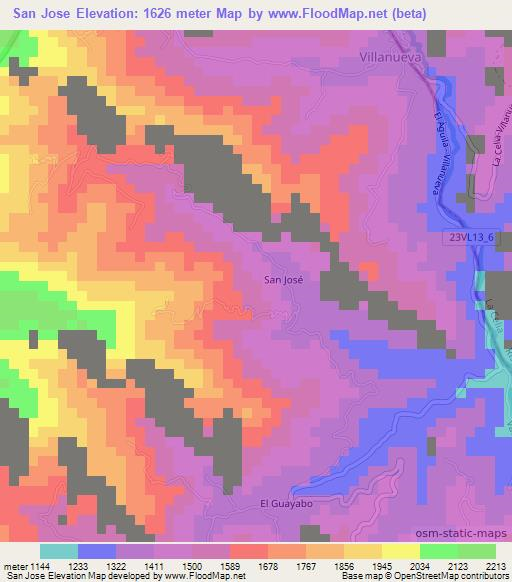 San Jose,Colombia Elevation Map