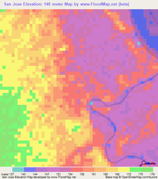 San Jose,Colombia Elevation Map