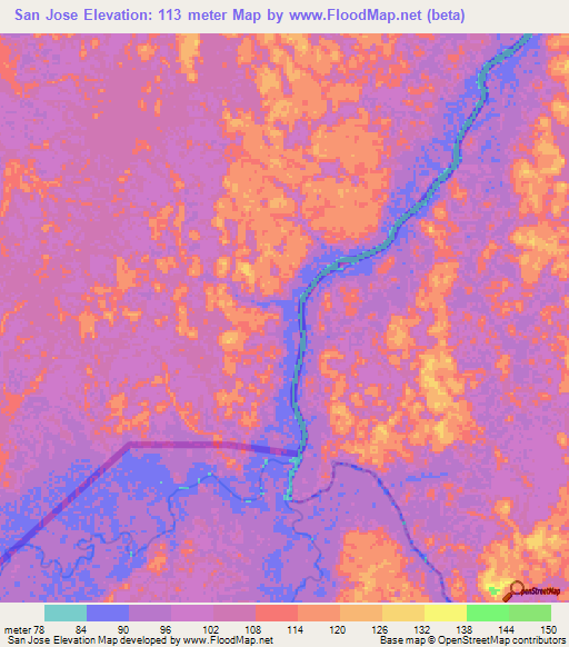 San Jose,Colombia Elevation Map