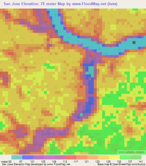 San Jose,Colombia Elevation Map