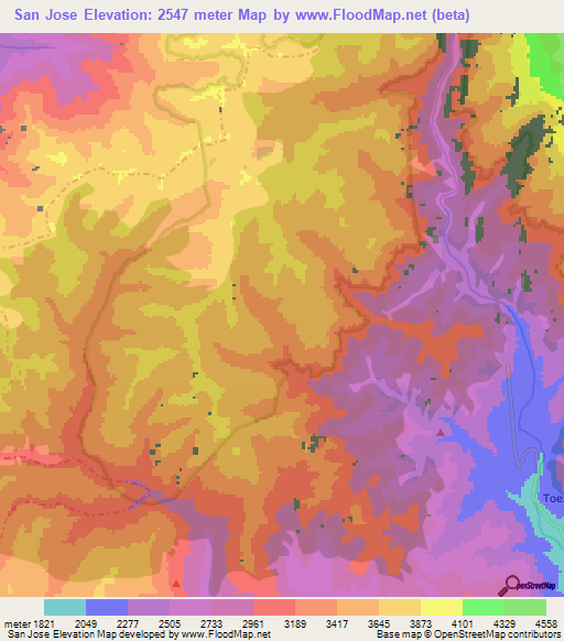 San Jose,Colombia Elevation Map