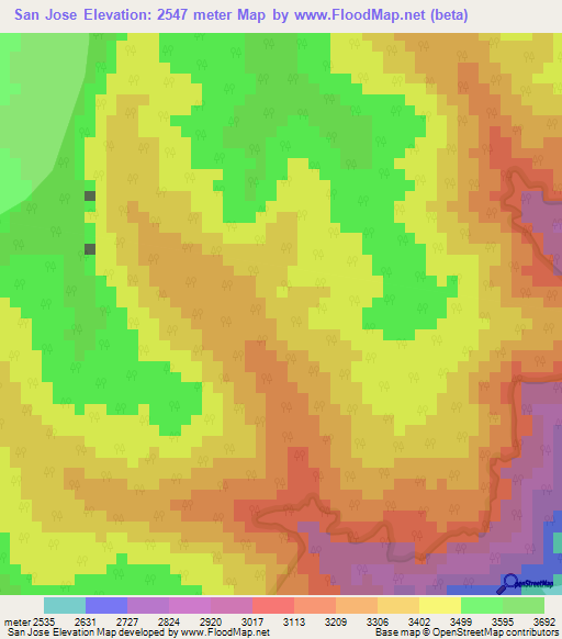 San Jose,Colombia Elevation Map