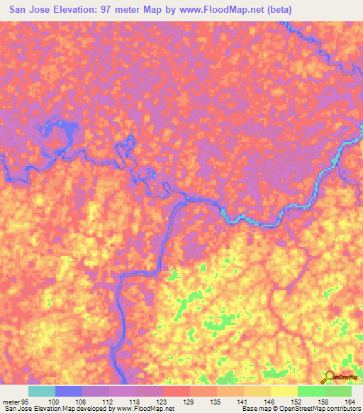 San Jose,Colombia Elevation Map