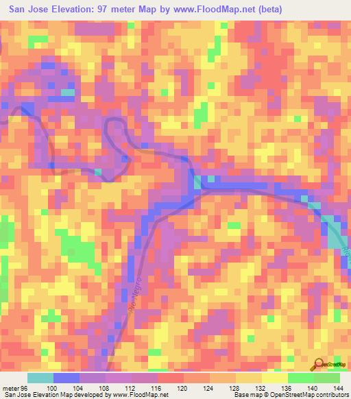 San Jose,Colombia Elevation Map