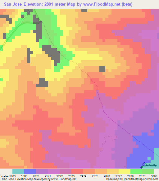 San Jose,Colombia Elevation Map