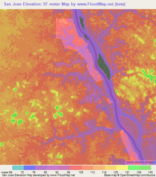 San Jose,Colombia Elevation Map