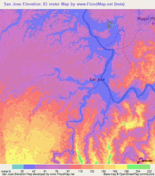 San Jose,Colombia Elevation Map