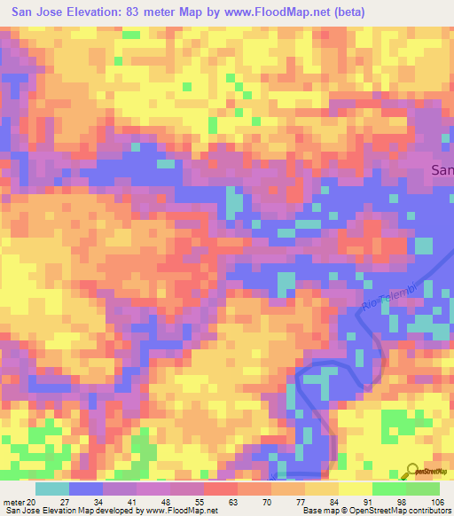 San Jose,Colombia Elevation Map