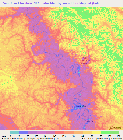 San Jose,Colombia Elevation Map