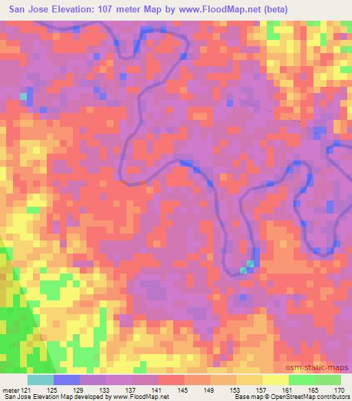 San Jose,Colombia Elevation Map