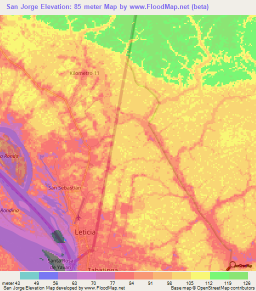 San Jorge,Colombia Elevation Map