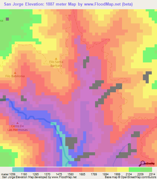 San Jorge,Colombia Elevation Map