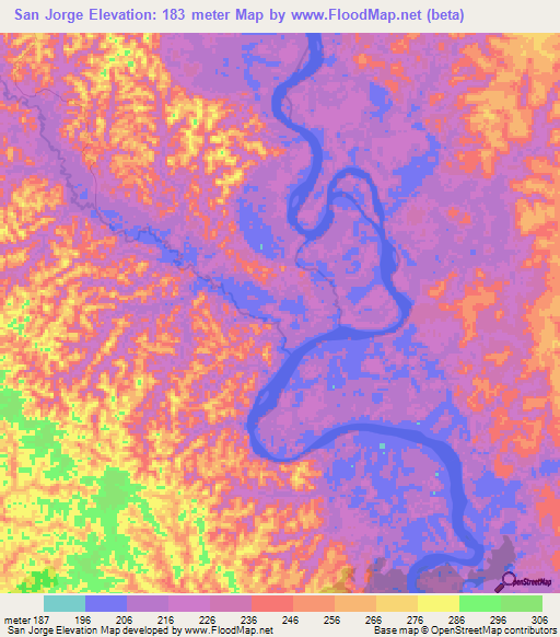 San Jorge,Colombia Elevation Map