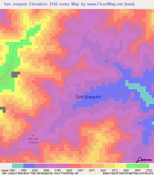 San Joaquin,Colombia Elevation Map