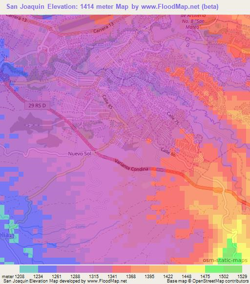 San Joaquin,Colombia Elevation Map