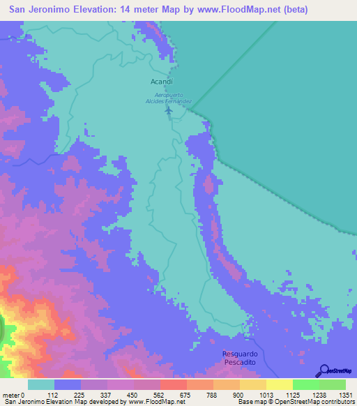 San Jeronimo,Colombia Elevation Map