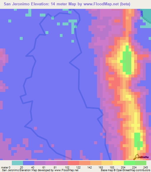 San Jeronimo,Colombia Elevation Map