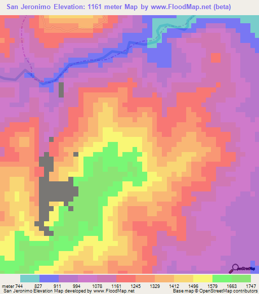 San Jeronimo,Colombia Elevation Map