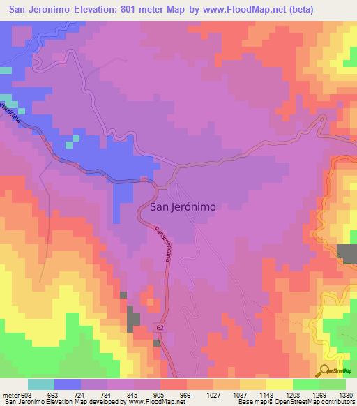 San Jeronimo,Colombia Elevation Map