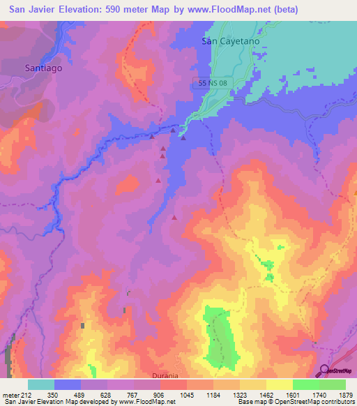 San Javier,Colombia Elevation Map