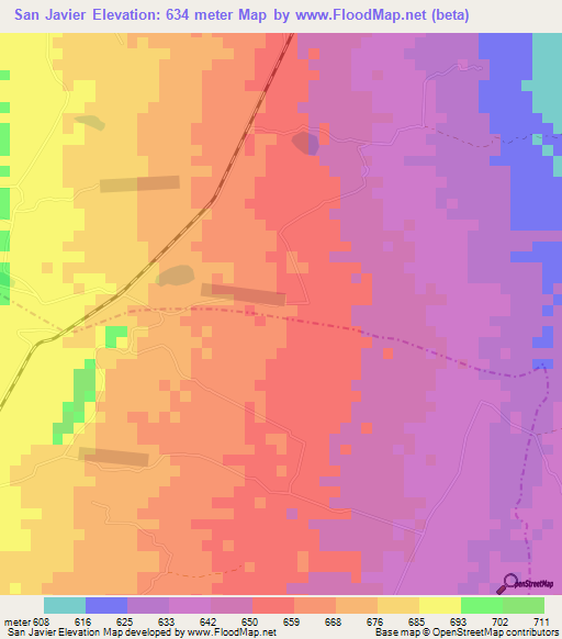 San Javier,Colombia Elevation Map