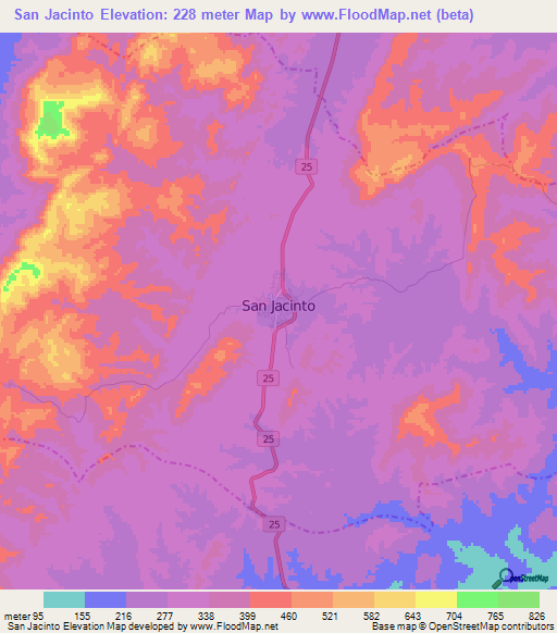 San Jacinto,Colombia Elevation Map