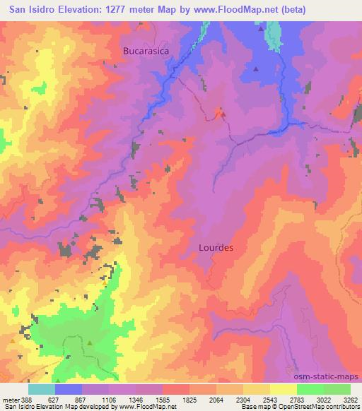 San Isidro,Colombia Elevation Map