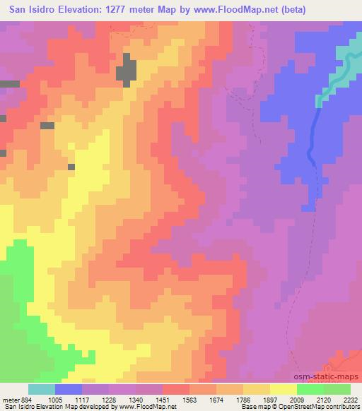 San Isidro,Colombia Elevation Map