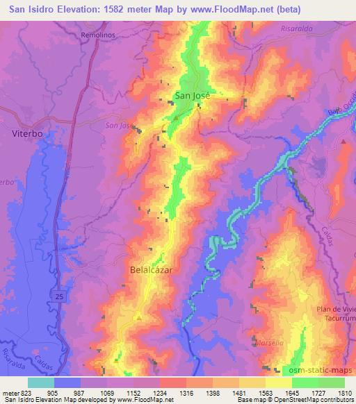 San Isidro,Colombia Elevation Map